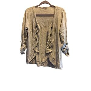 Maurices Gray Heathered‎ Knit Open Front Blazer Cardigan Rolled Sleeve